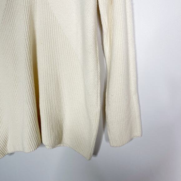 New Talbots Medium M Cream Turtleneck Ribbed Tunic Sweater Cotton Wool Blend - Picture 6 of 10